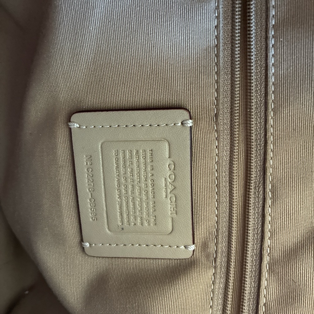 Coach Tan Signature Strawberry Print Tote with Pink Leather Straps - Picture 6 of 6
